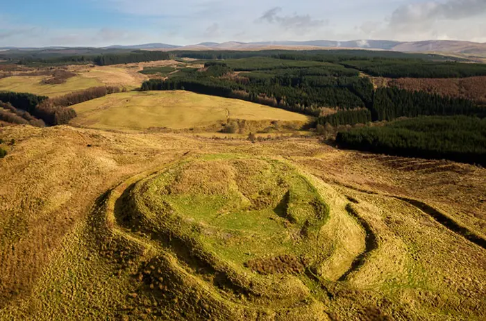 Aerial view of the hill of Castle O'er