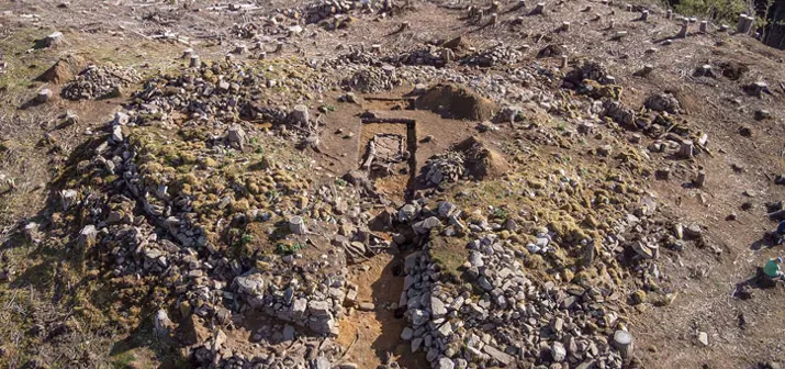 Aerial shot of Comar Wood dun.